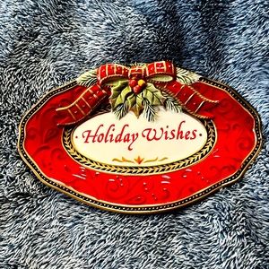 Holiday wishes oval plate